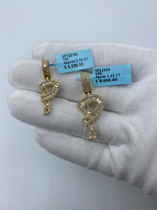 14K P Baguette Initial