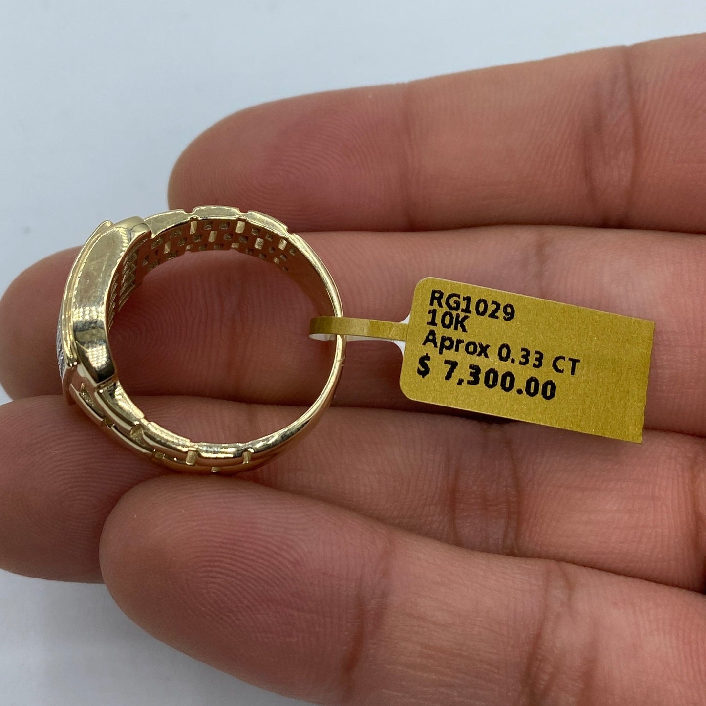 10K Square Engineer Diamond Ring