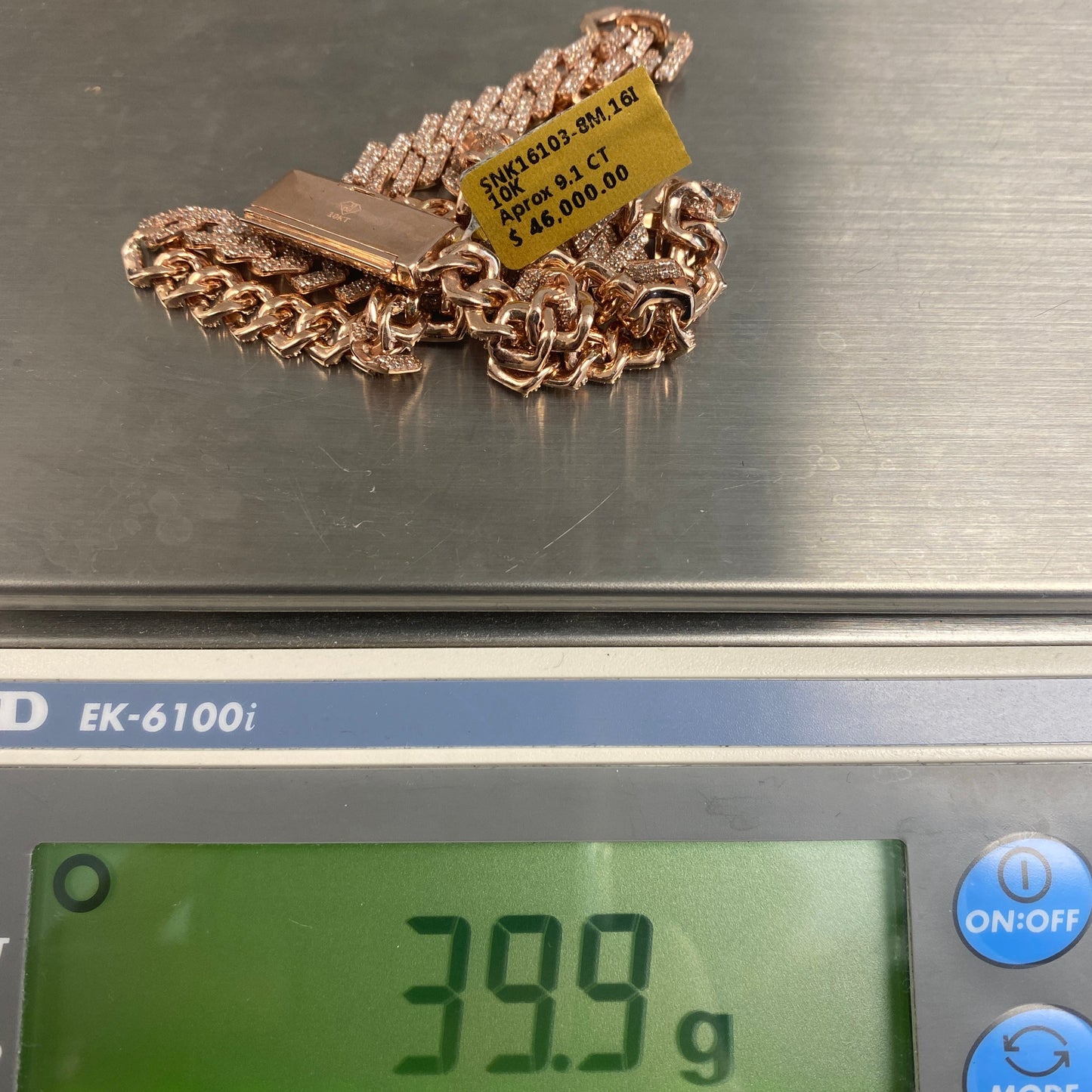 10K 8MM Cuban Link Diamond Chain 16"