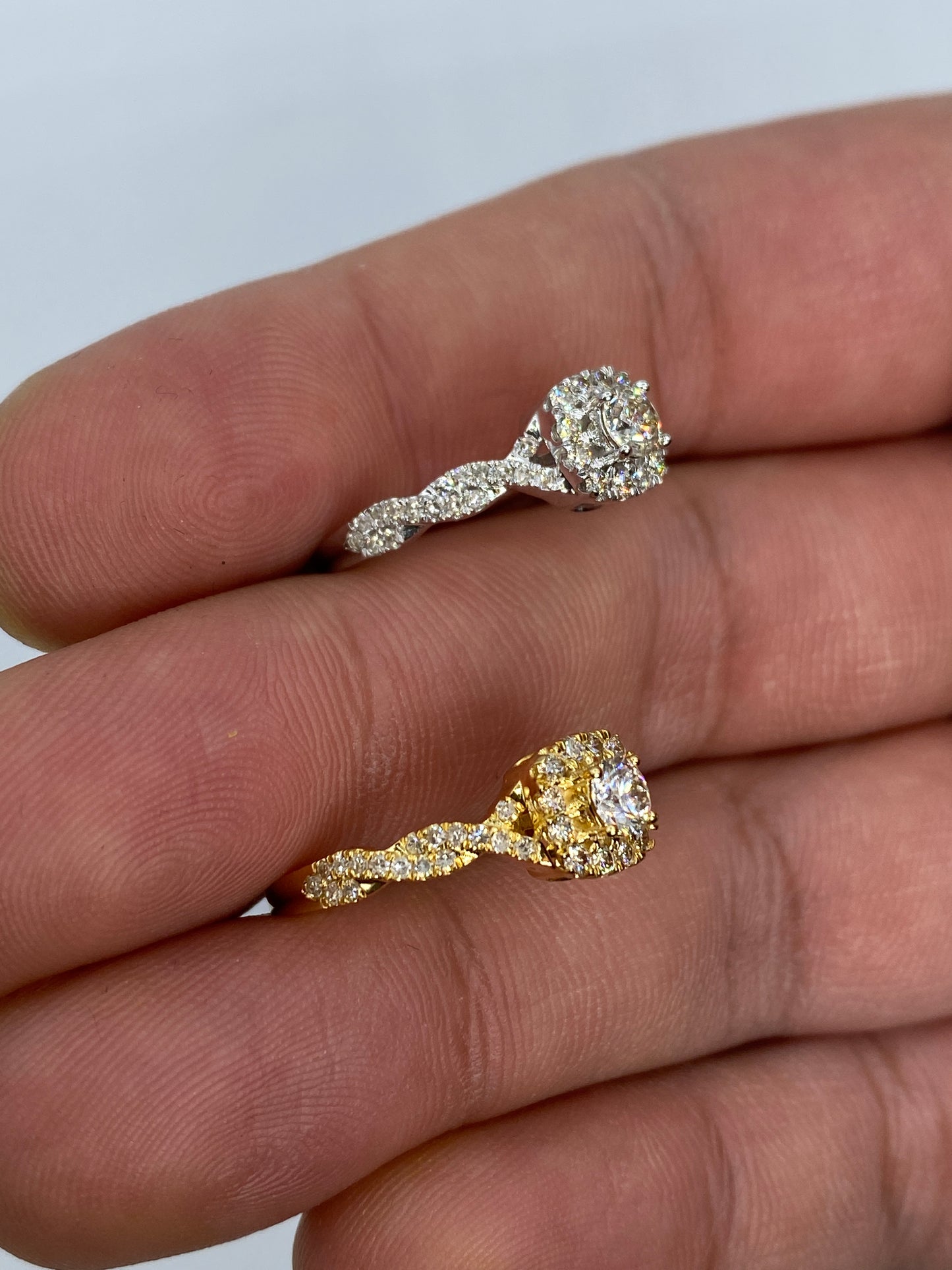 Large Center Stone Spiral Engagement Ring