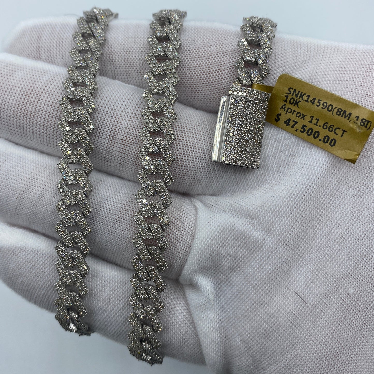 10K 8MM Cuban Link Diamond Chain 18"