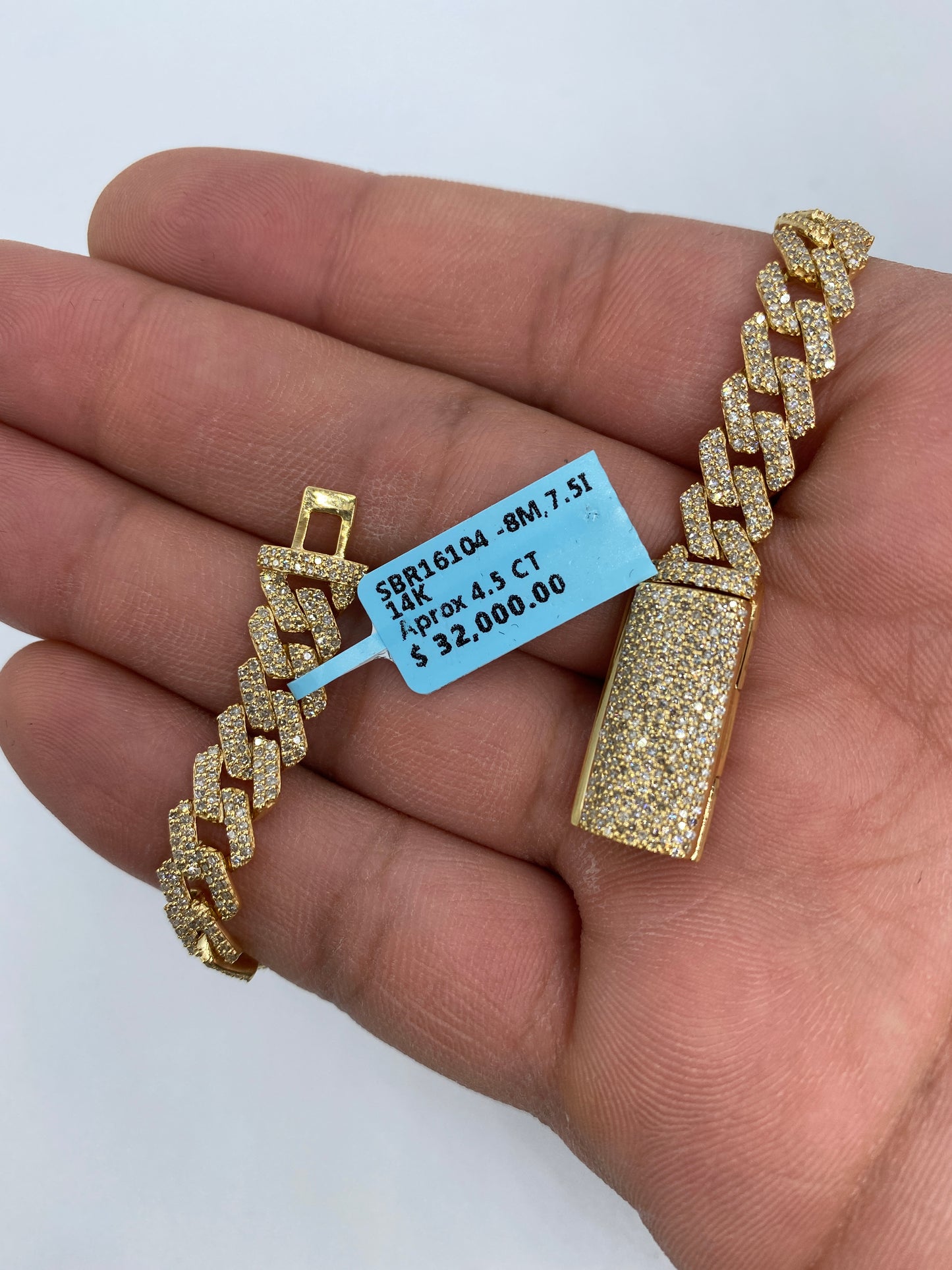 14K Cuban Bracelet 8mm, 7.5in