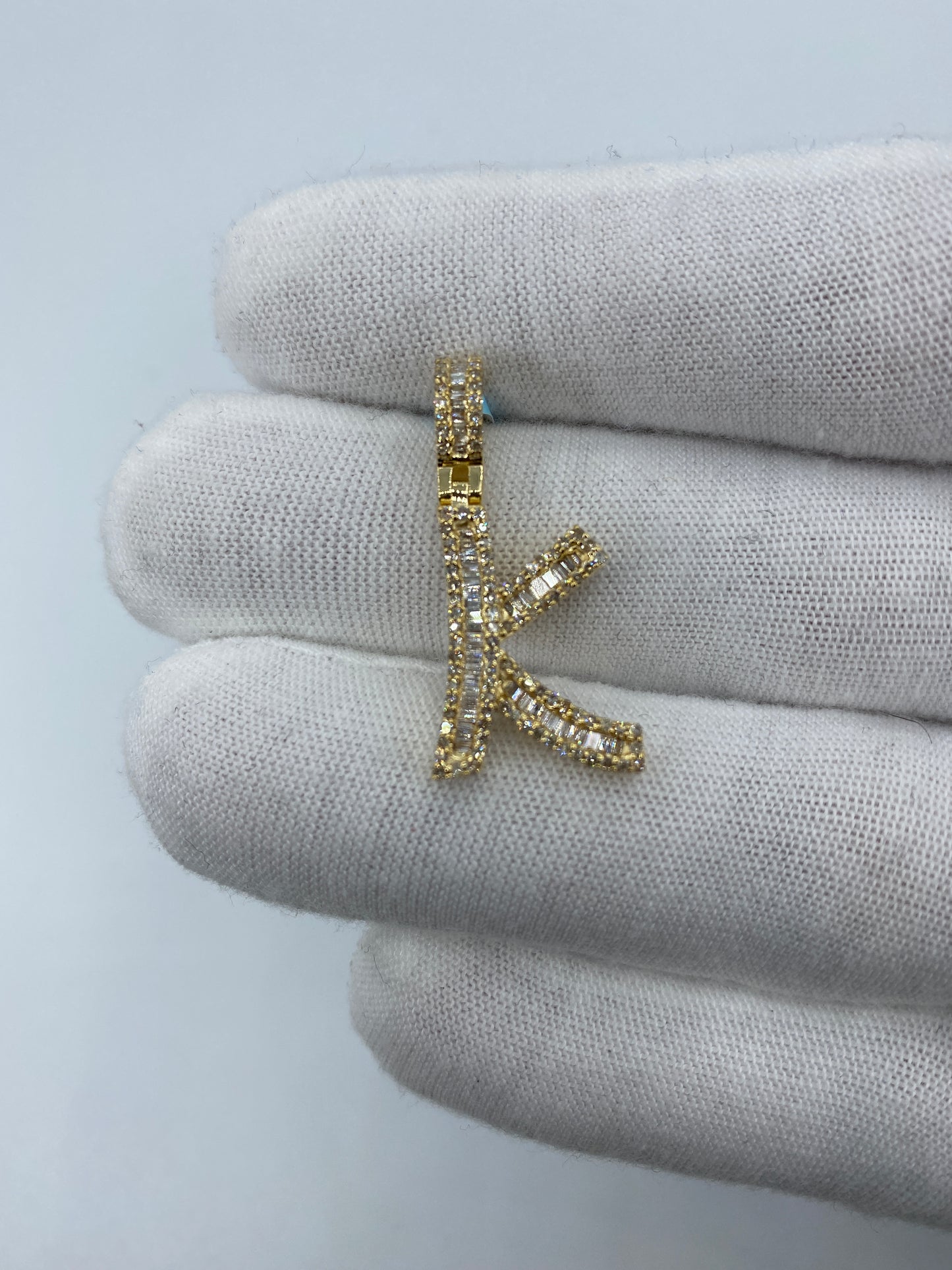 14K K Baguette Initial