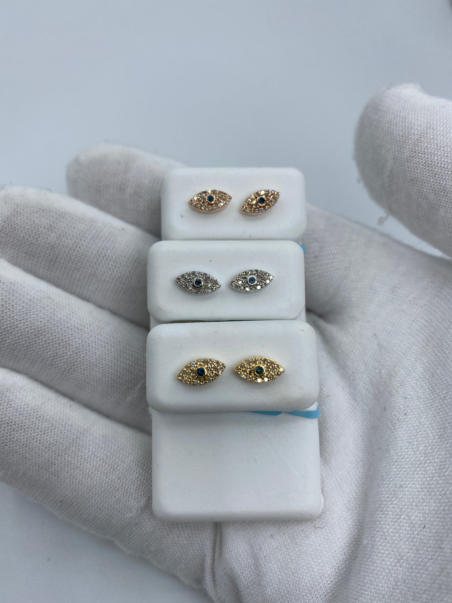 Teal Center Stone Eye Earrings