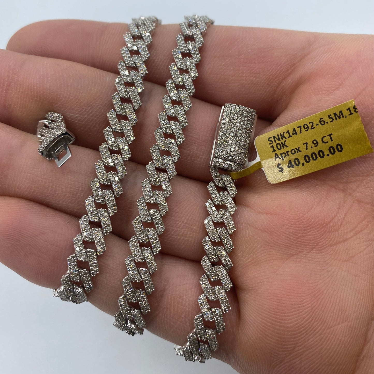 10K 6.5MM Cuban Link Diamond Chain 18"