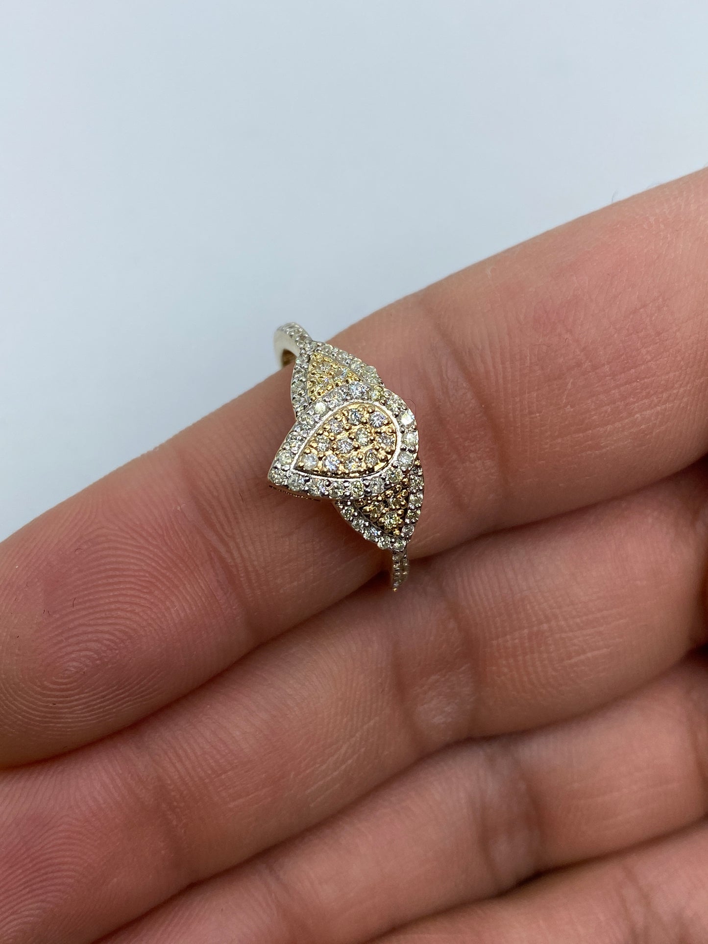 Tri-stone Pear Shape Engagement Ring