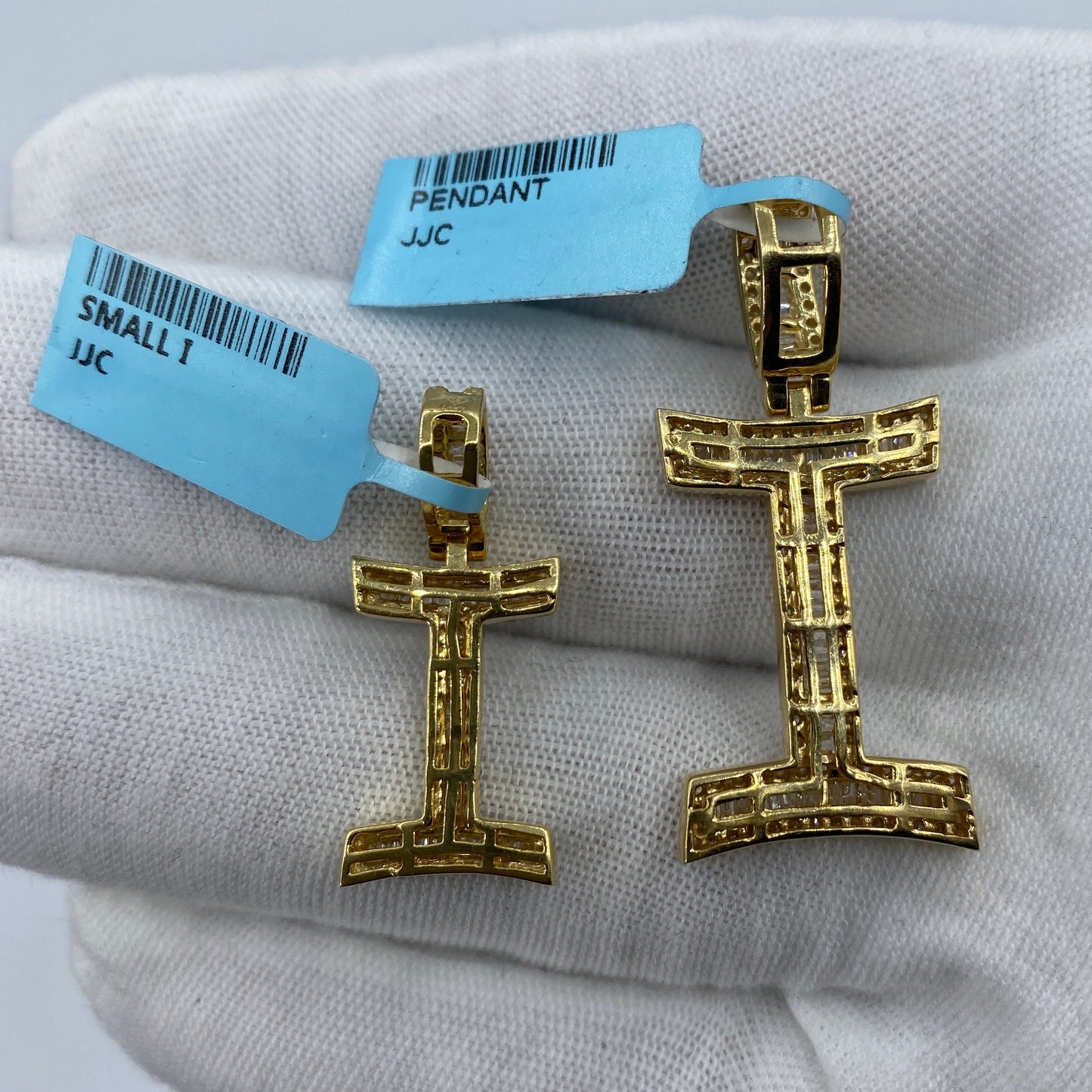 14K I Diamond Baguette Initial Pendant