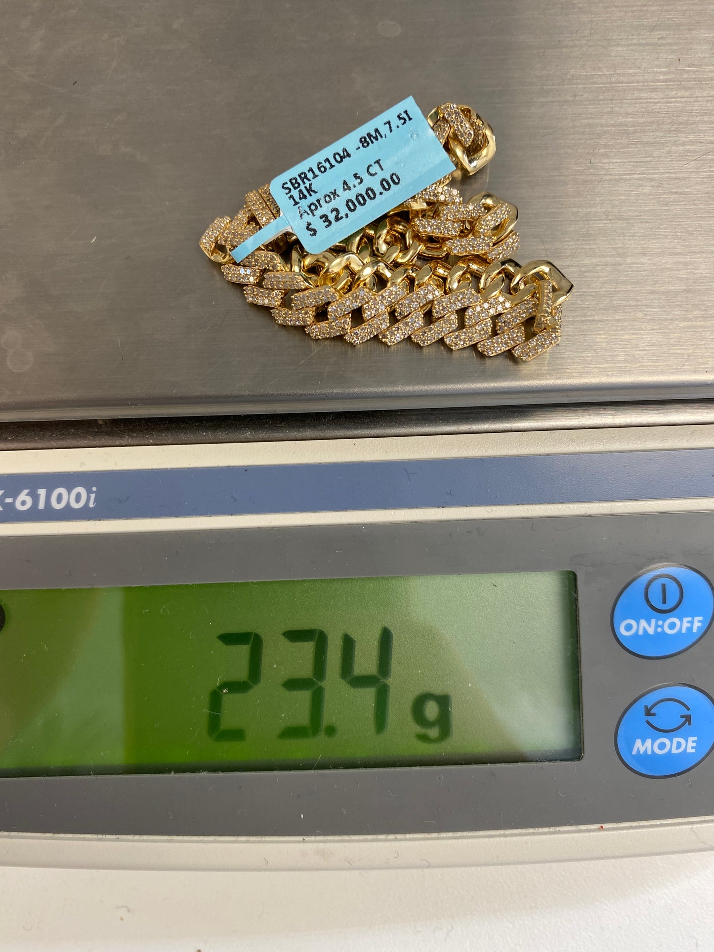 14K Cuban Bracelet 8mm, 7.5in