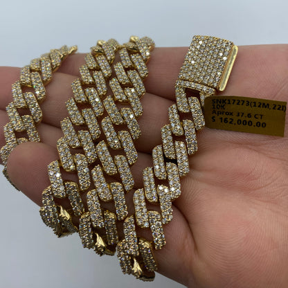 10K 12MM Cuban Link Diamond Chain 22"