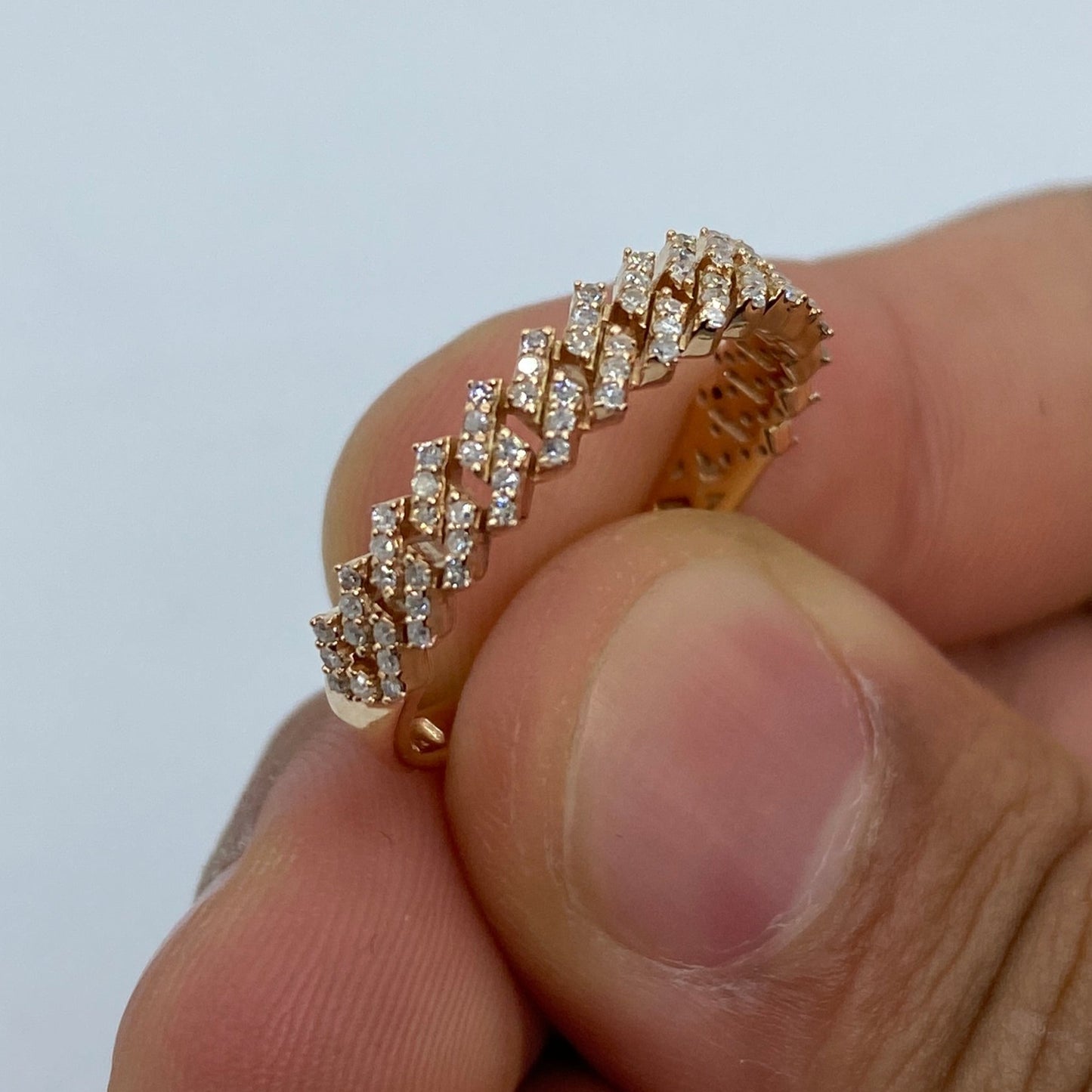 10K Cuban Link Diamond Ring Style #2