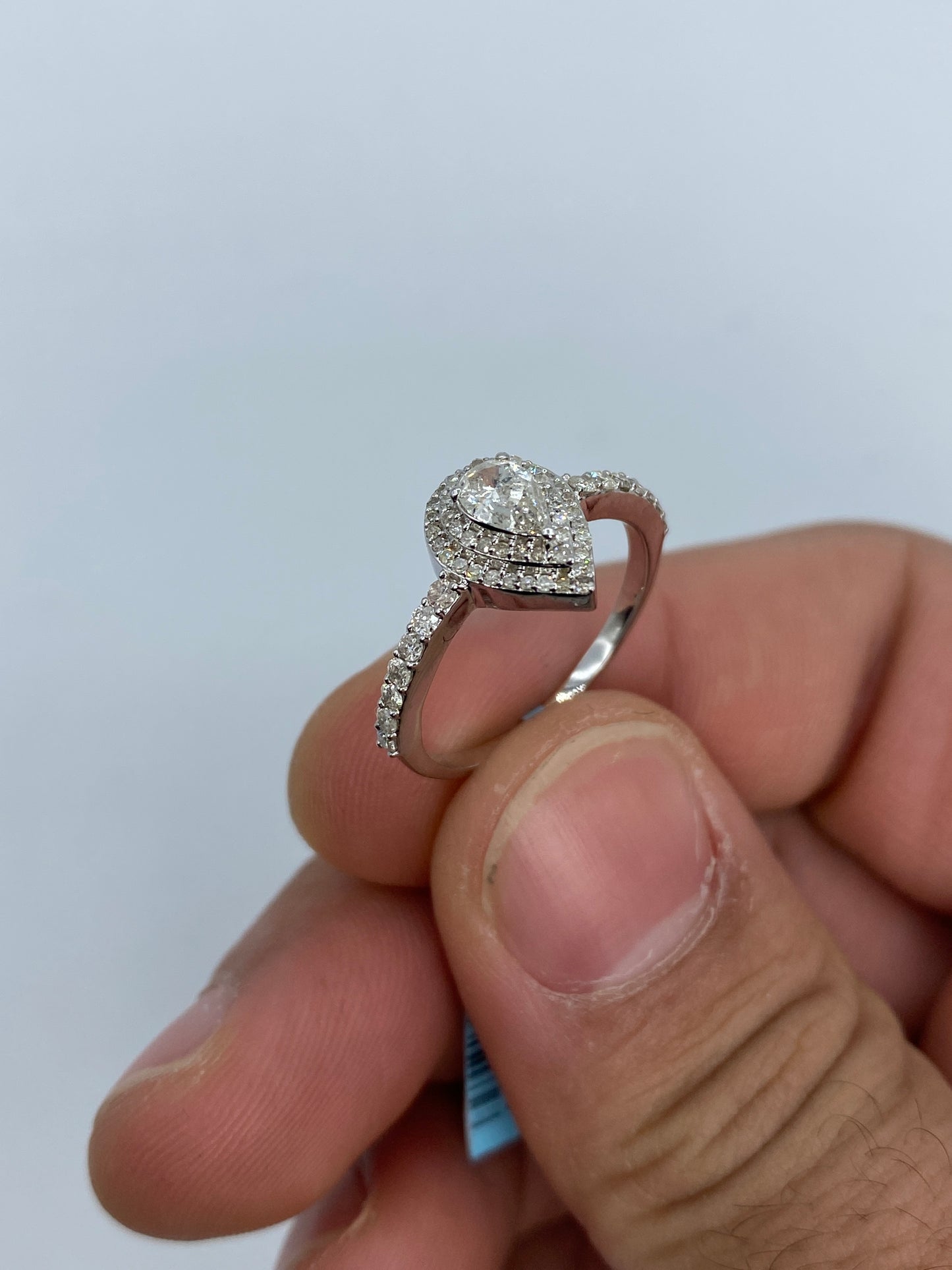 Pear Shape Large Center Stone Engagement Ring