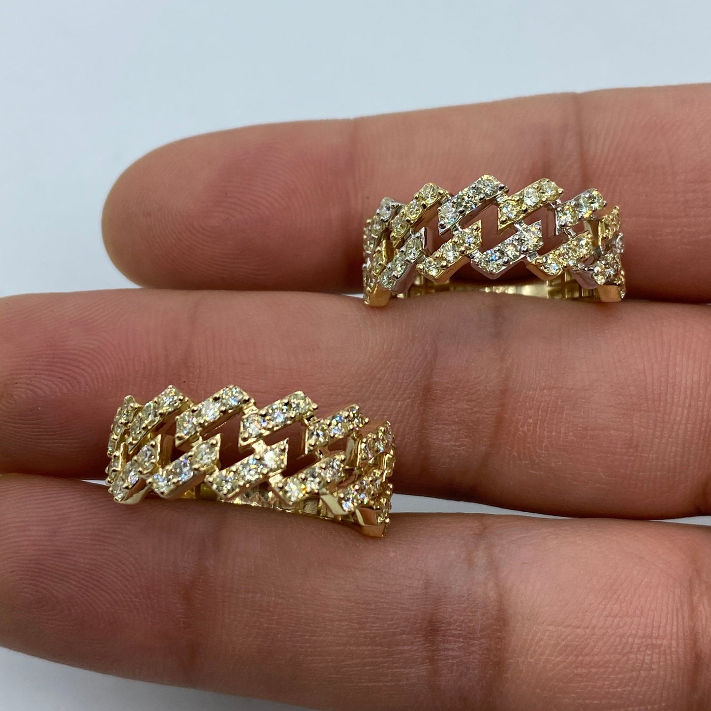 10K Cuban Link Diamond Ring Style #7
