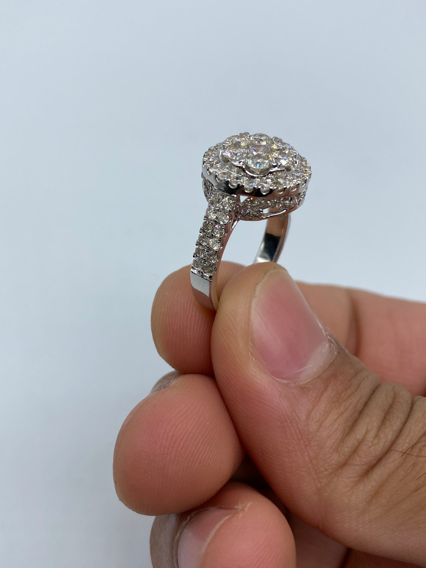 Circle 3D Flower Engagement Ring