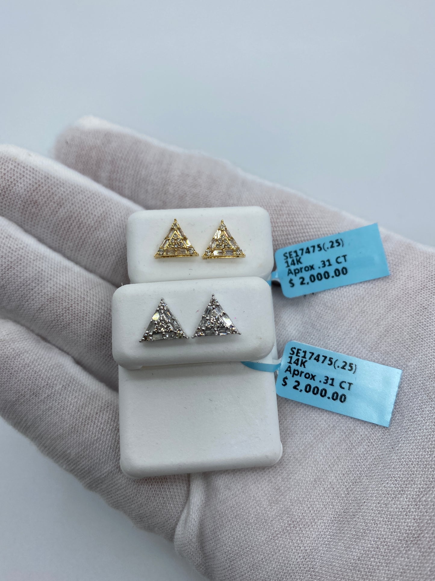 Equilateral Triangle Baguette Earrings