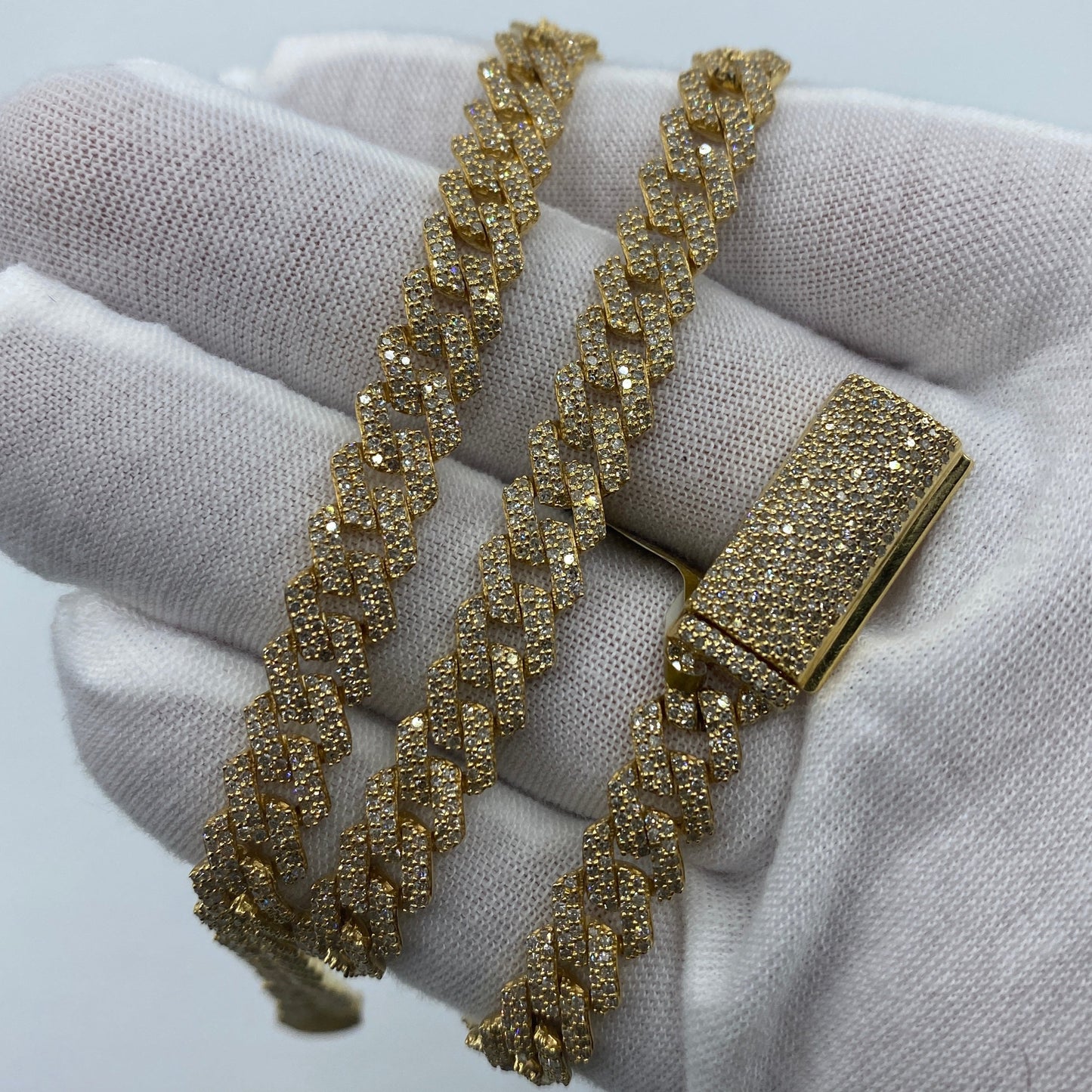 10K 8MM Cuban Link Diamond Chain 18"