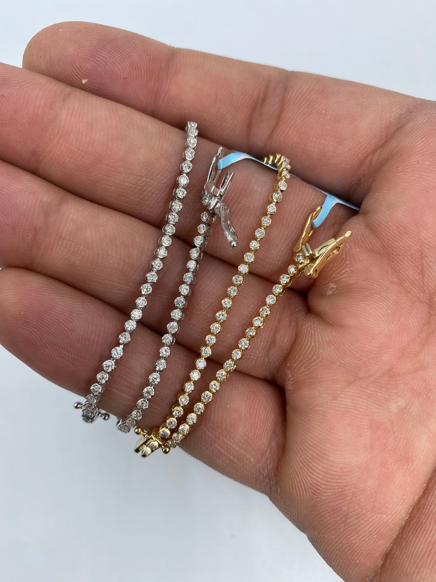 14K Tennis Bezel Bracelet 1.6mm, 7in