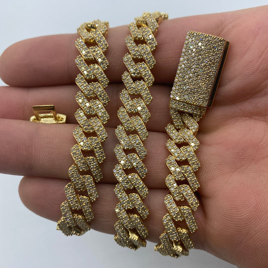 10K 10MM Cuban Link Diamond Chain 18"