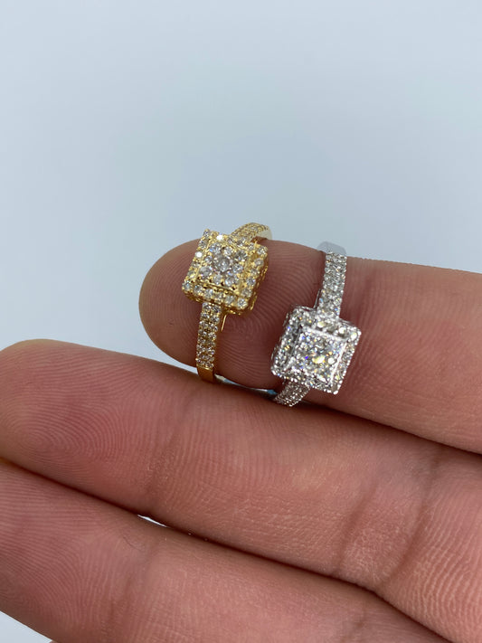 3D Square Engagement Ring