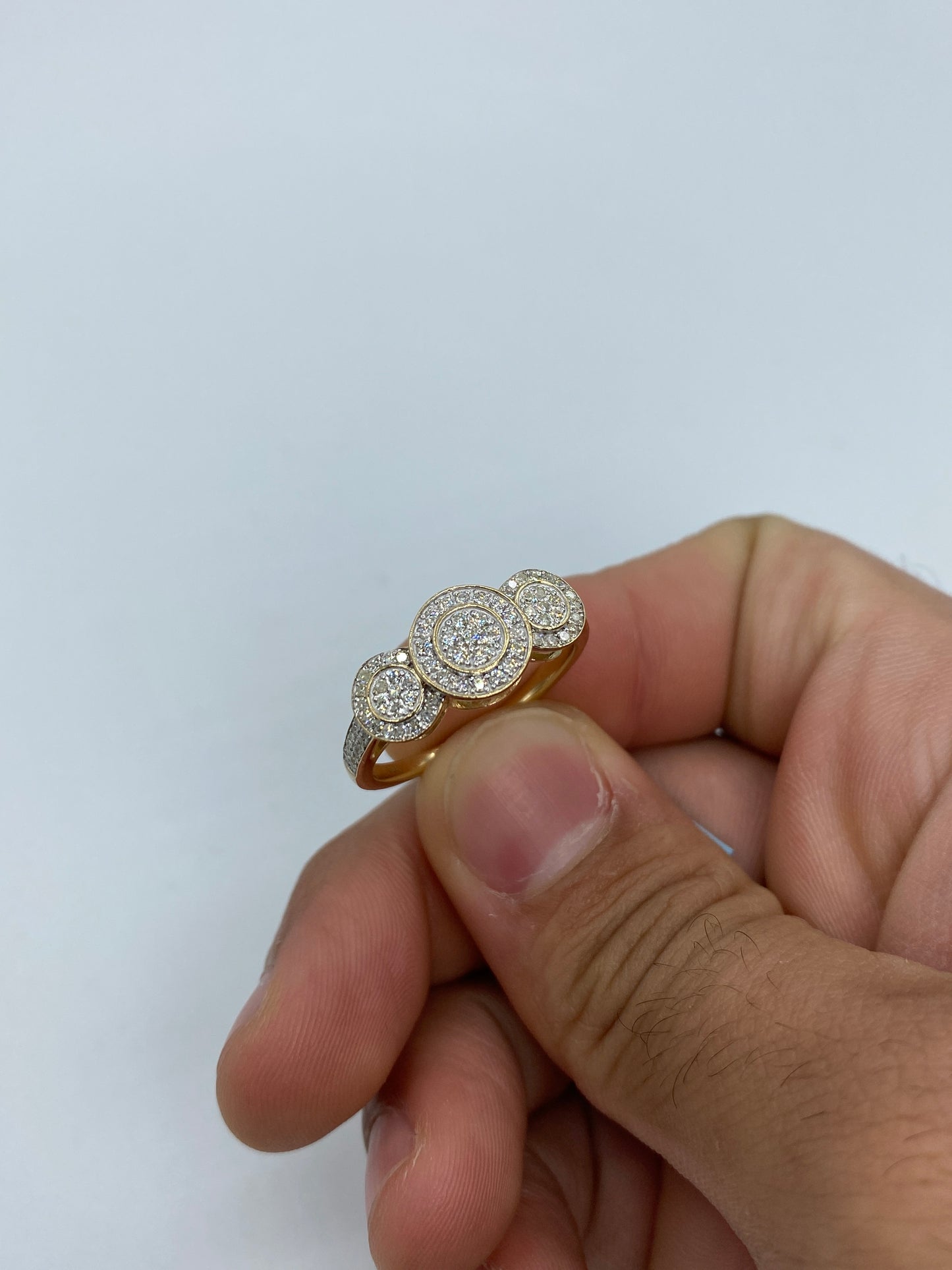 Tri-stone Circle Shape Engagement Ring