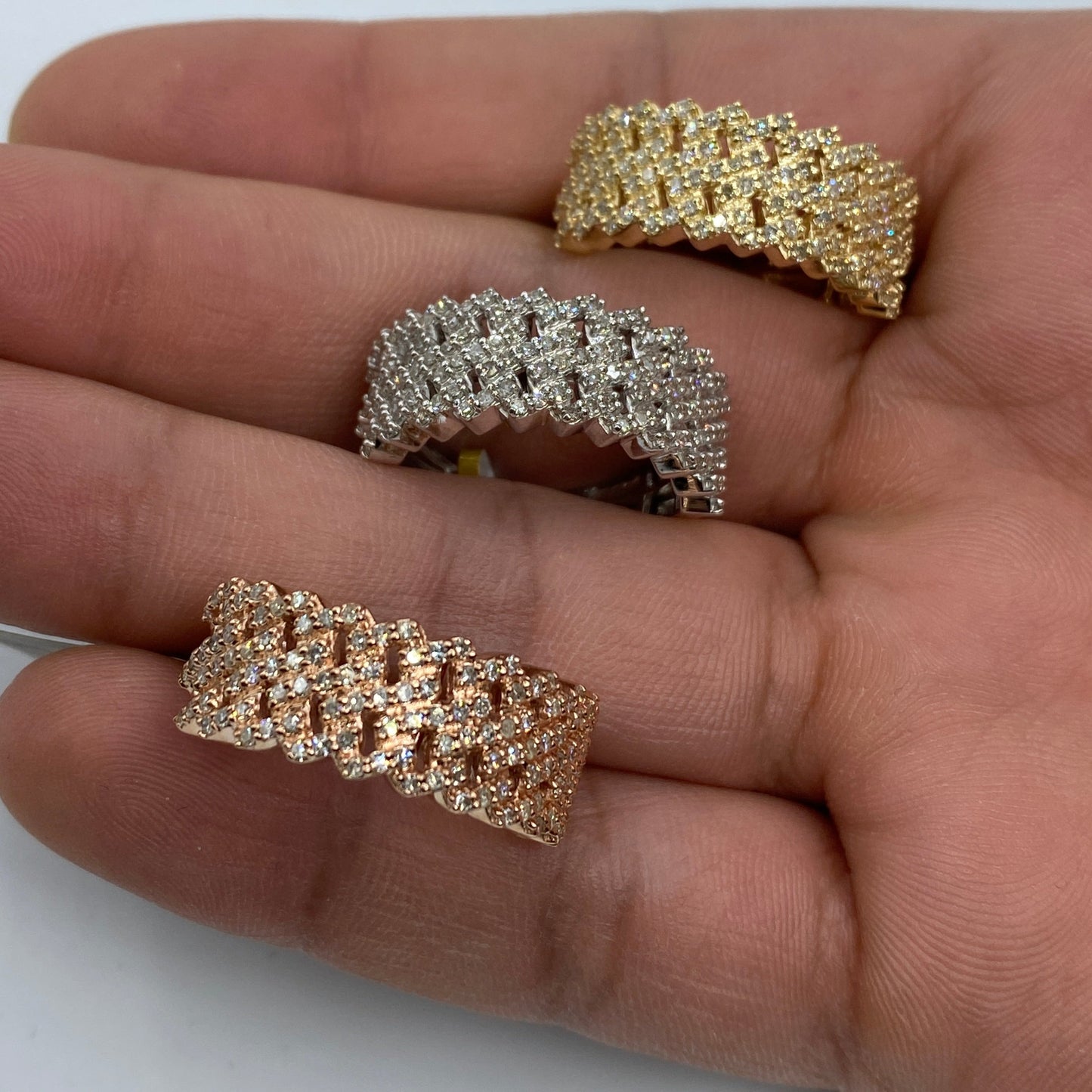 10K Double Cuban Link Diamond Ring