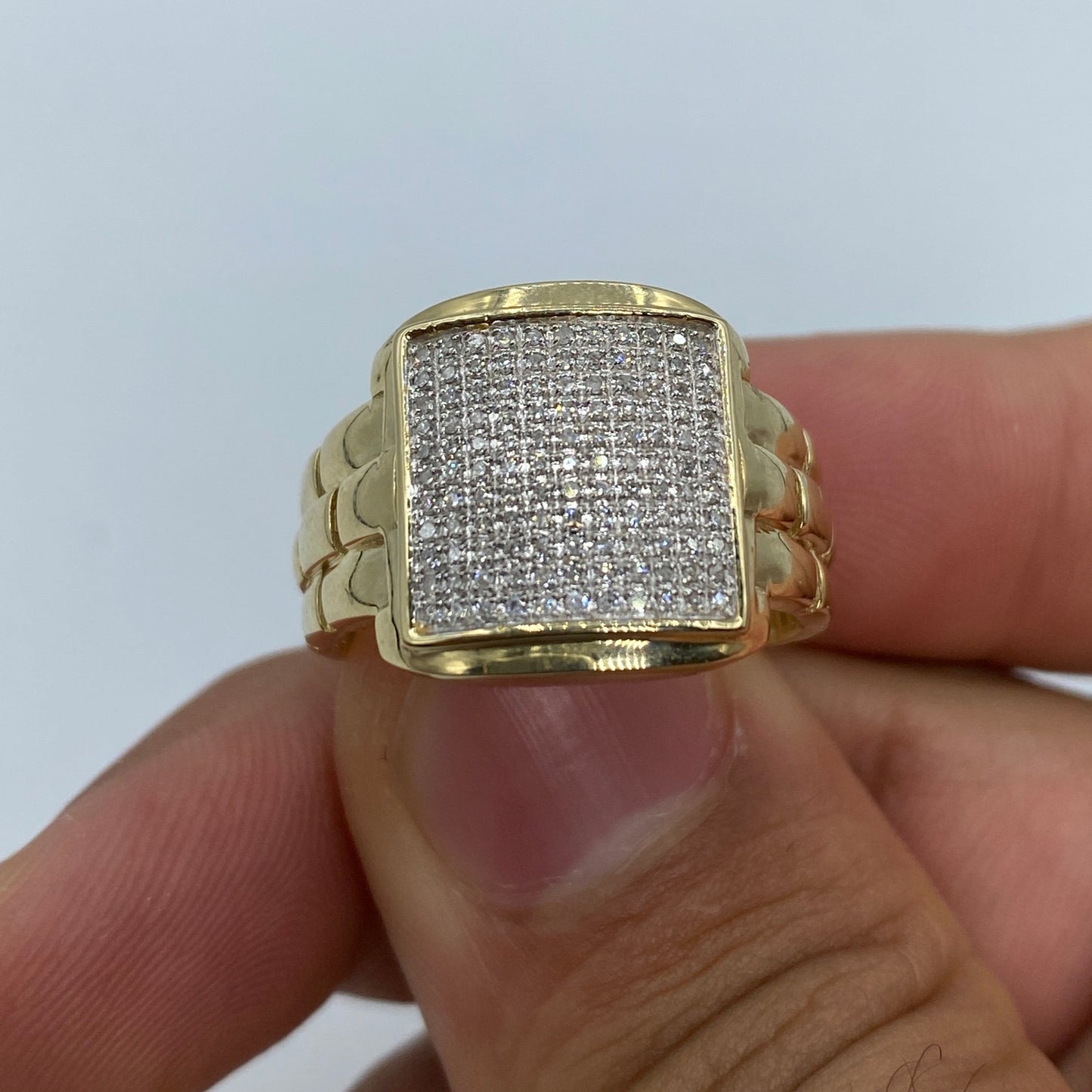 10K Square Engineer Diamond Ring