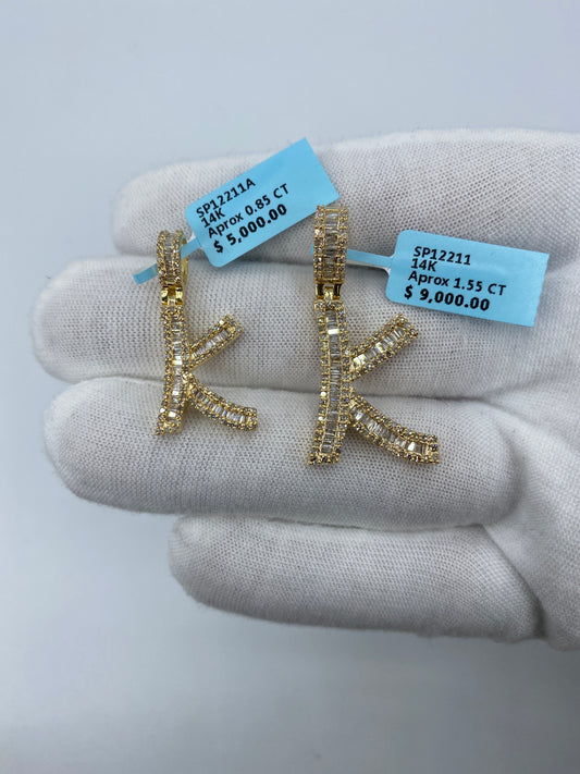 14K K Baguette Initial