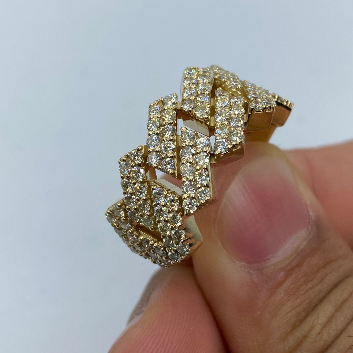 10K Cuban Link Diamond Ring Style #5