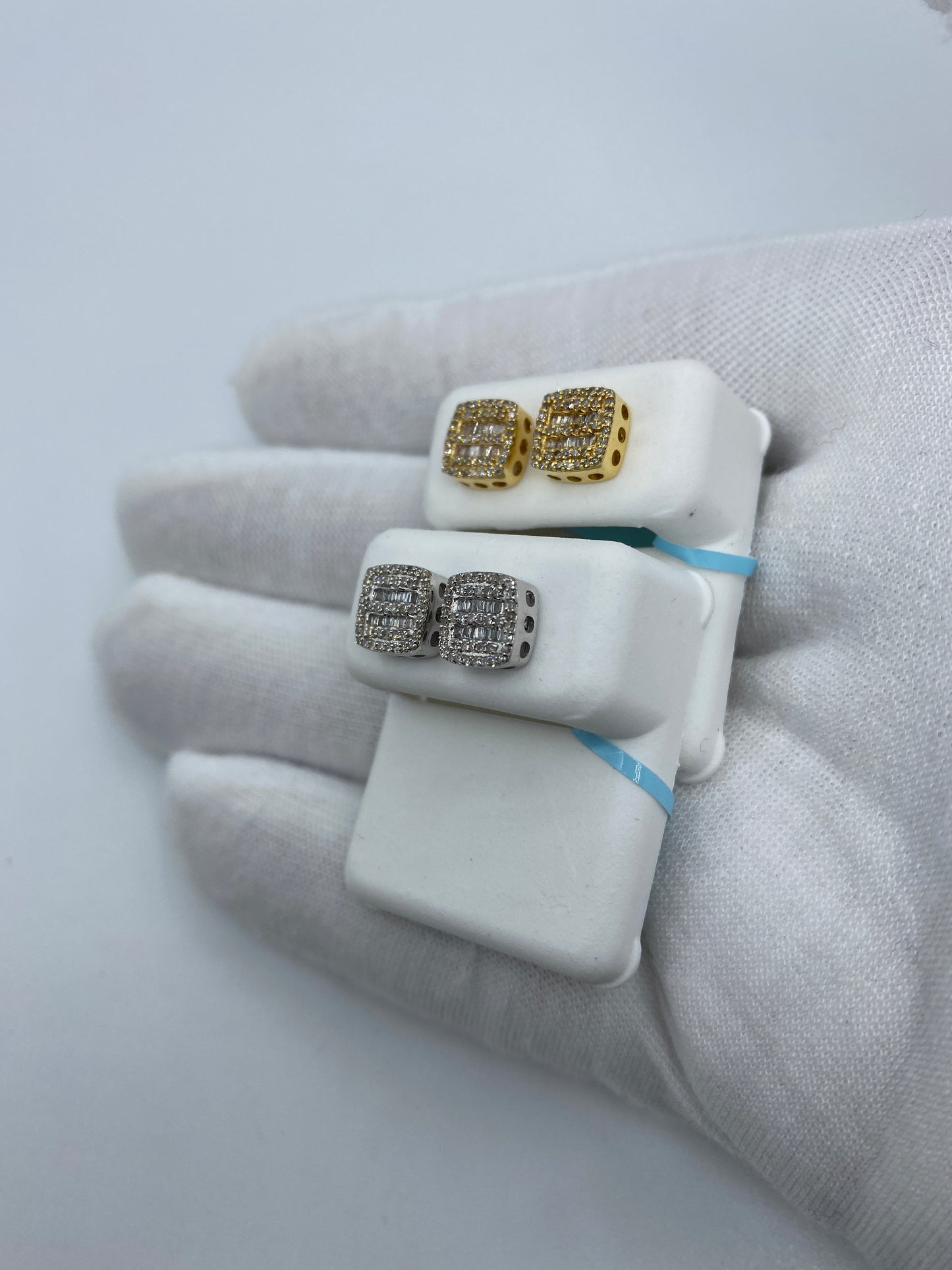 Square Duo-Row Baguette Earrings