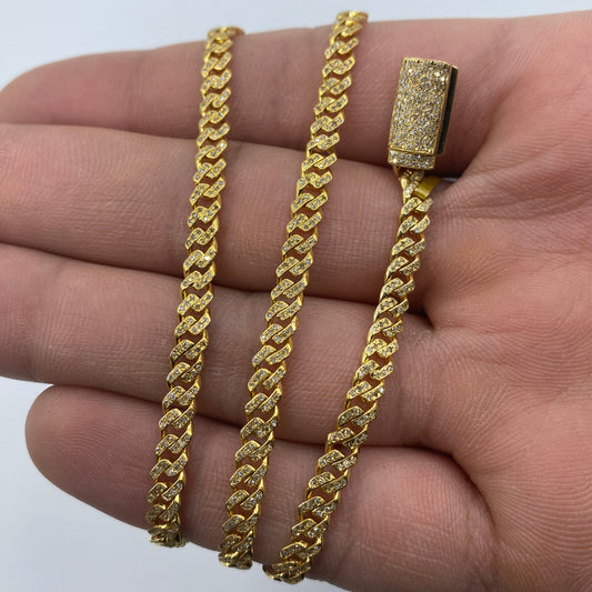 10K 4MM Cuban Link Diamond Chain 18"