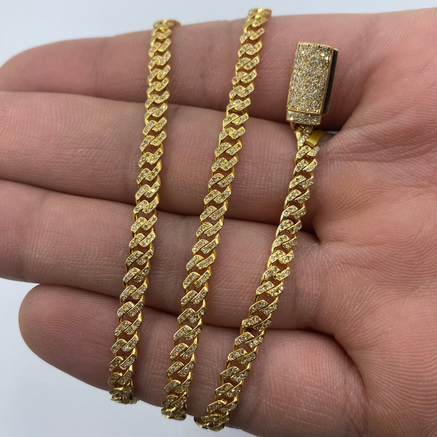 10K 4MM Cuban Link Diamond Chain 18"