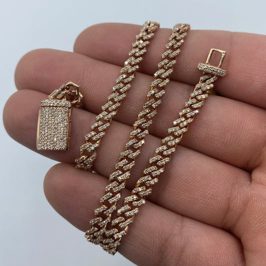 10K 4.5MM Cuban Link Diamond Chain 16"