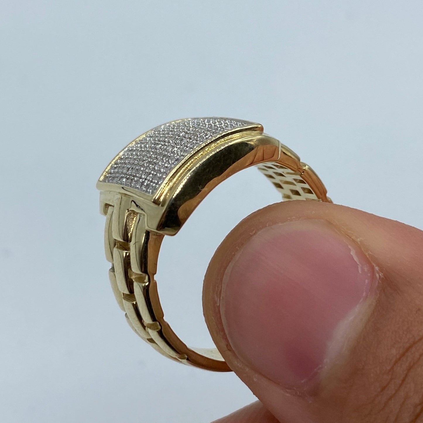 10K Square Engineer Diamond Ring