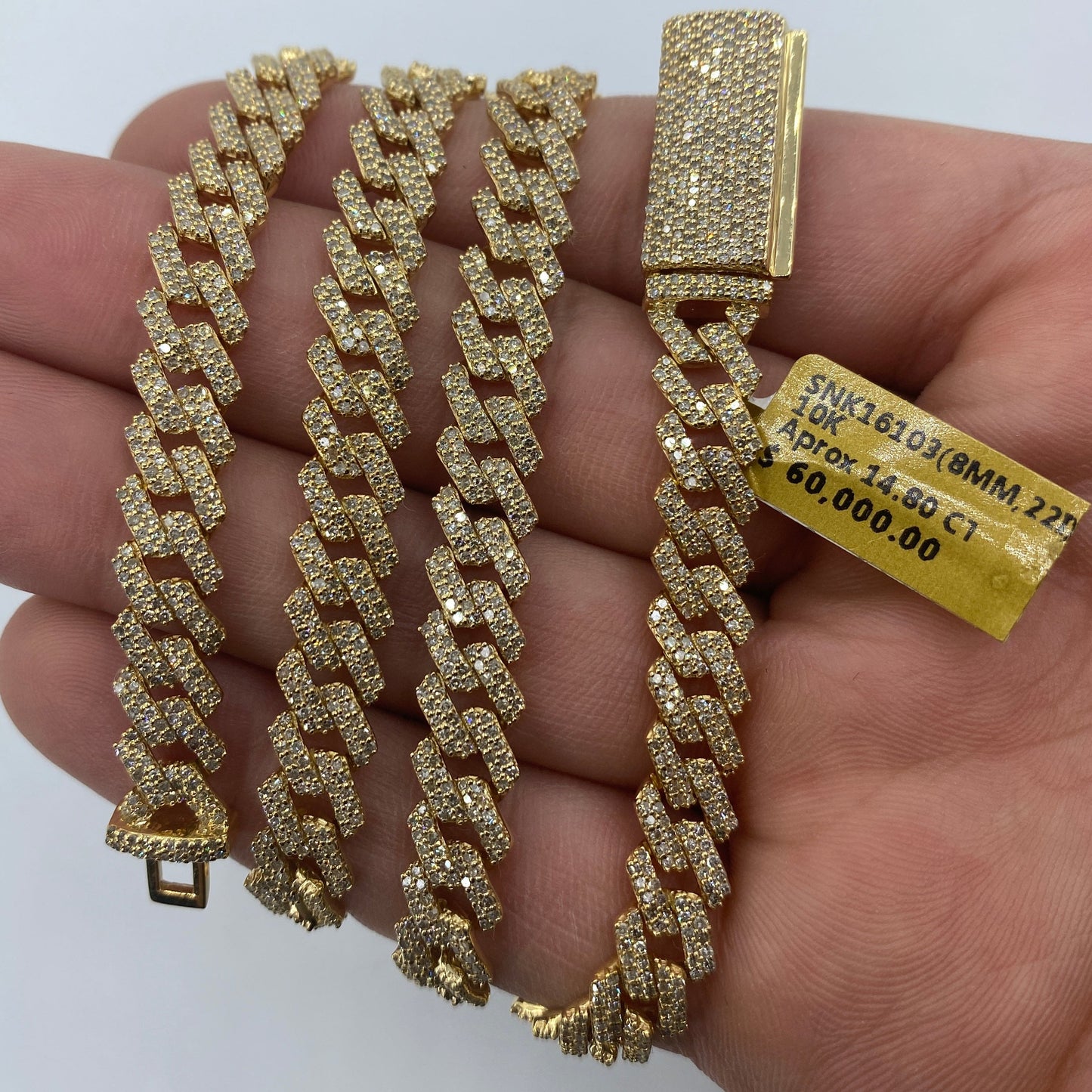 10K 8MM Cuban Link Diamond Chain 22"