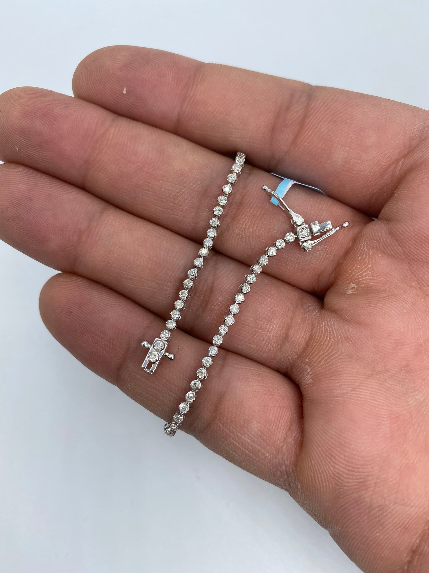 14K Tennis Bezel Bracelet 1.6mm, 7in