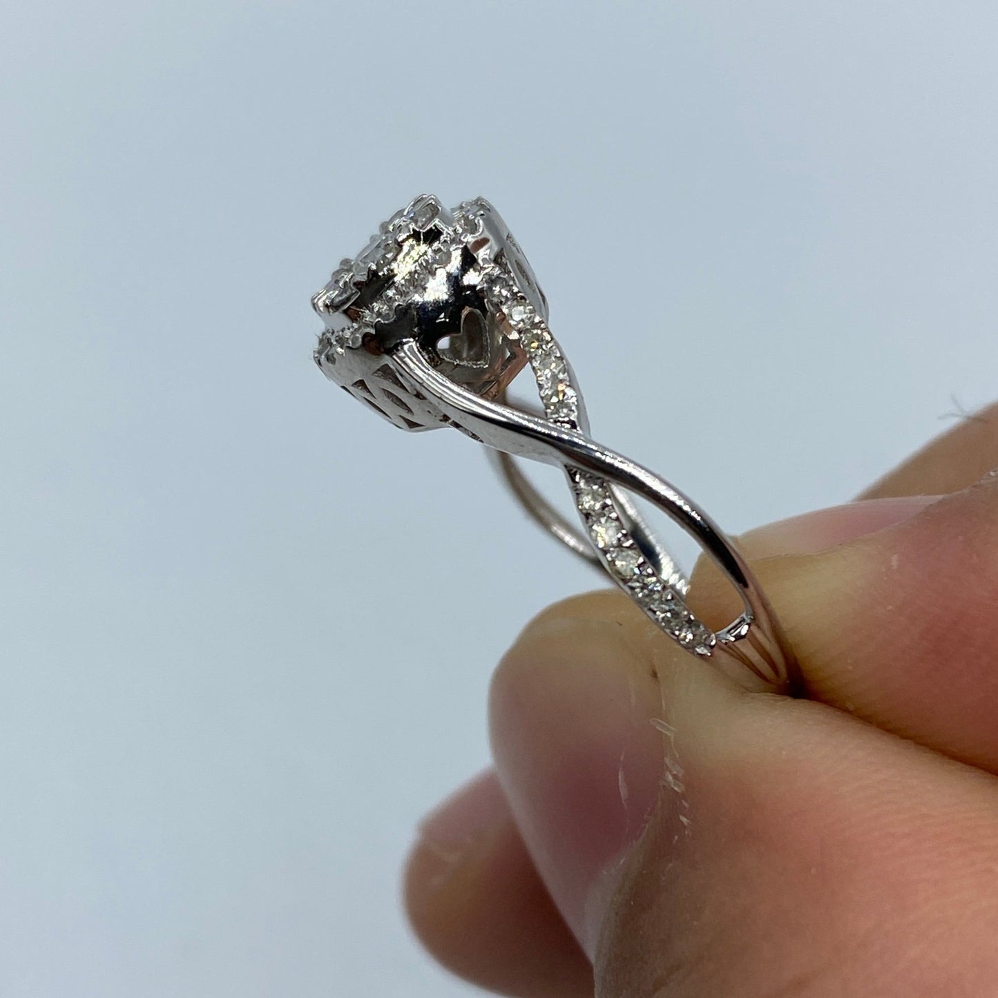 Diamond Row Spiral Engagement Ring