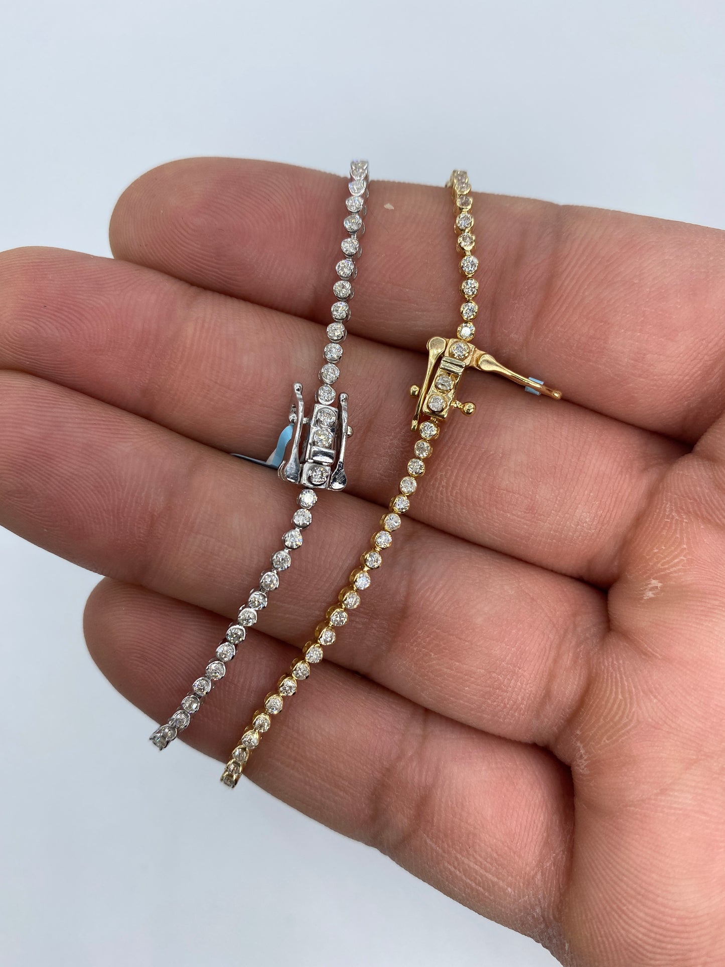 14K Tennis Bezel Bracelet 1.6mm, 7in