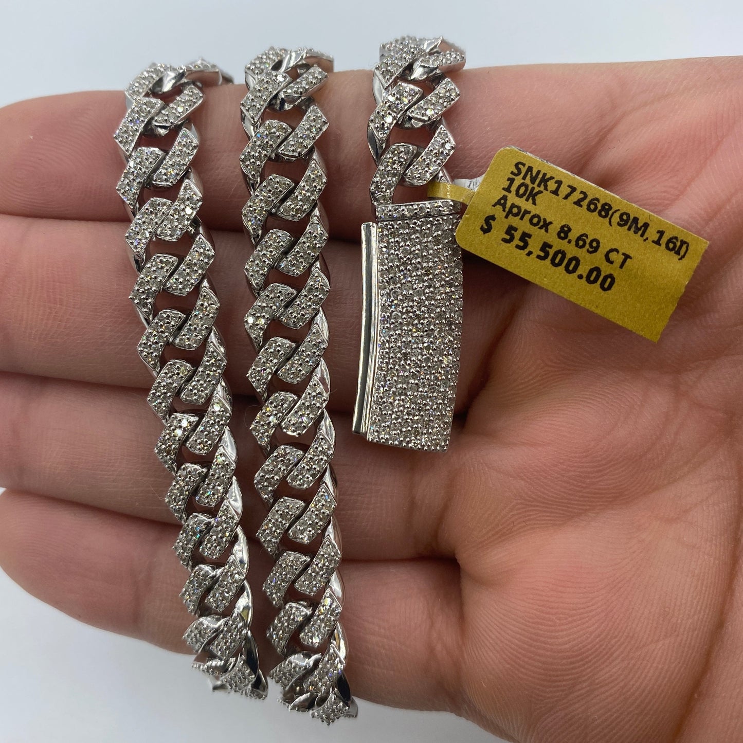 10K 9MM Cuban Link Diamond Chain 16"