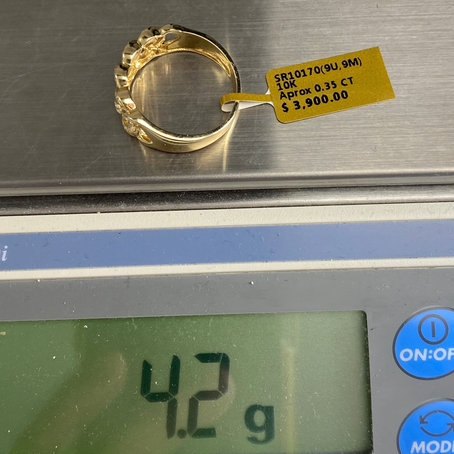 10K Cuban Link Diamond Ring (9M) Style #1