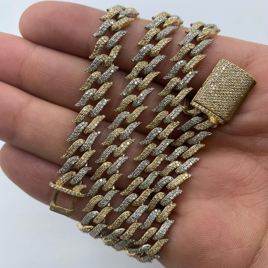 10K 10MM Thorn Cuban Link Diamond Chain 22"