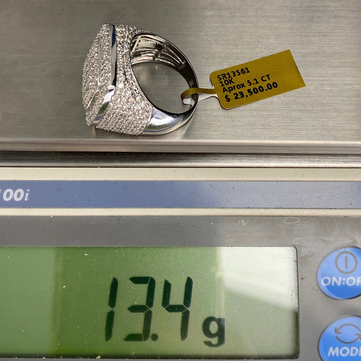 10K Square Jumbo Diamond Ring