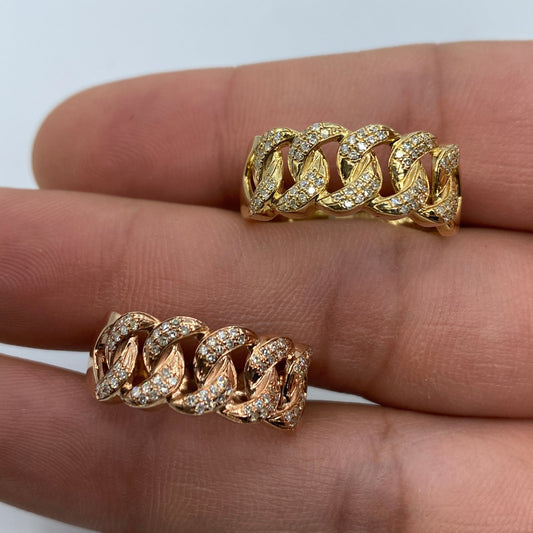 10K Cuban Link Diamond Ring (9M) Style #1