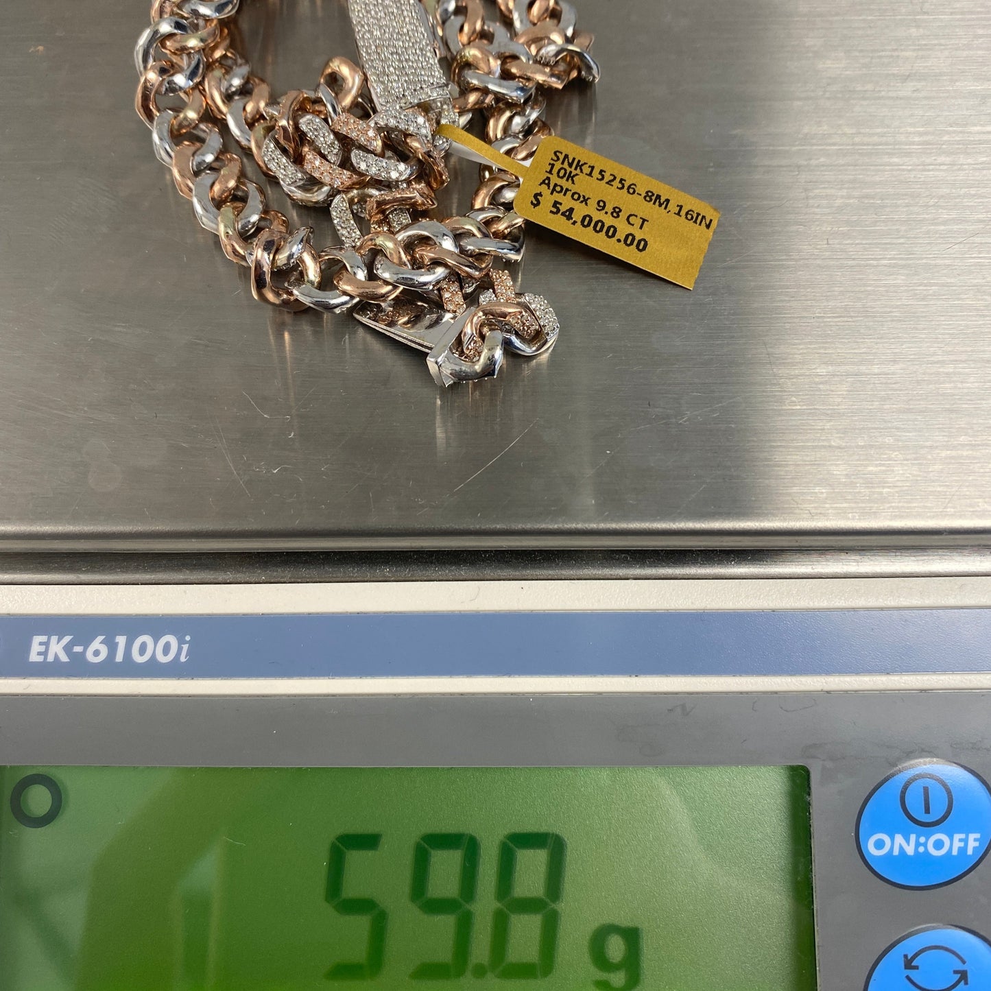 10K 8MM Cuban Link Diamond Chain 16"