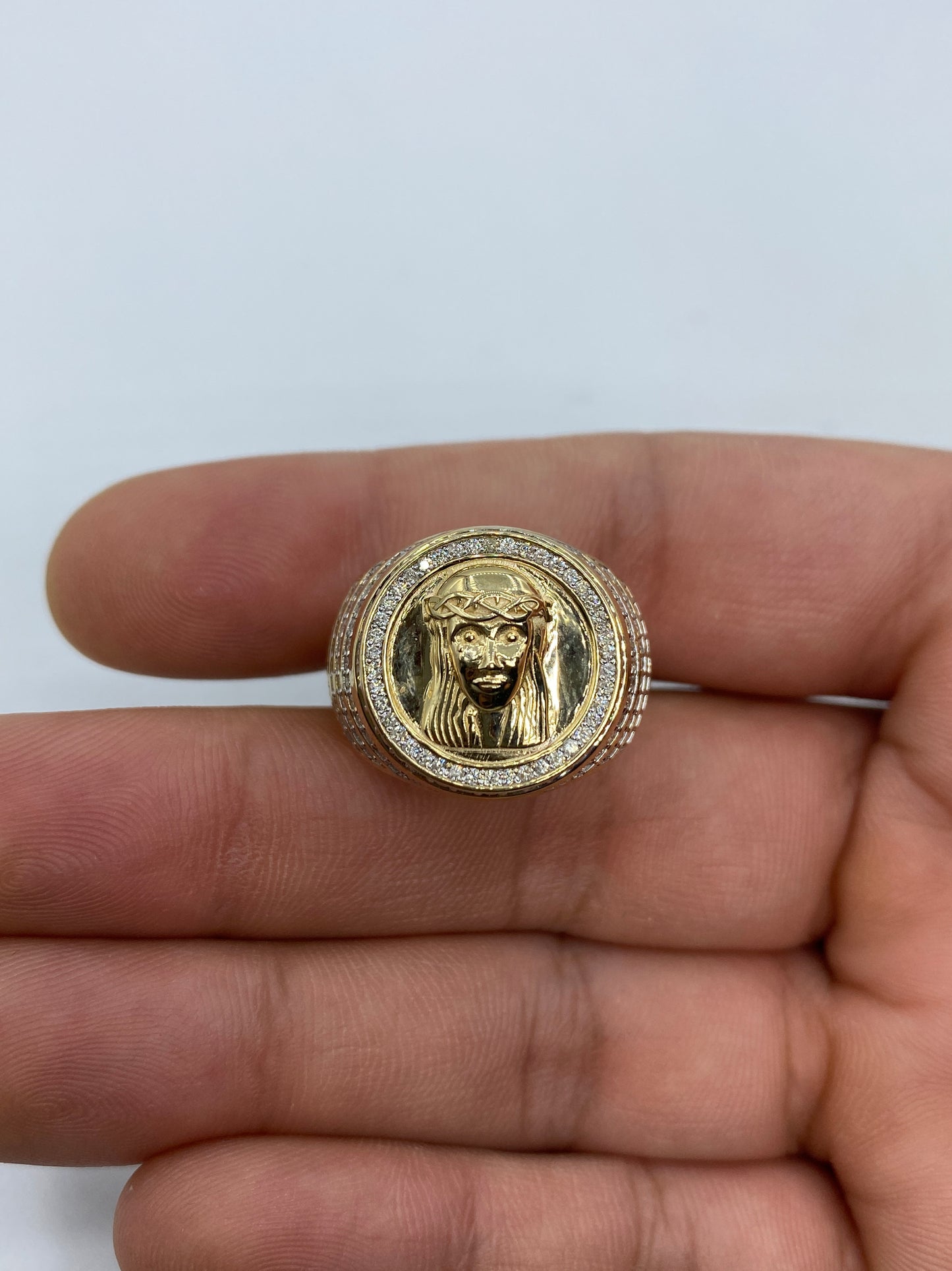 10K Jesus Face Ring
