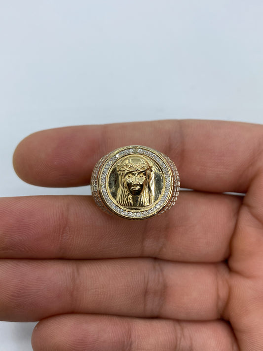 10K Jesus Face Ring