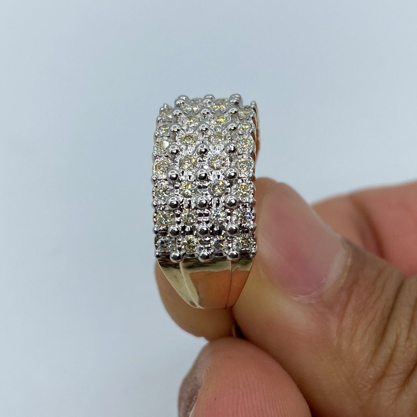 10K Quad Row Diamond Ring