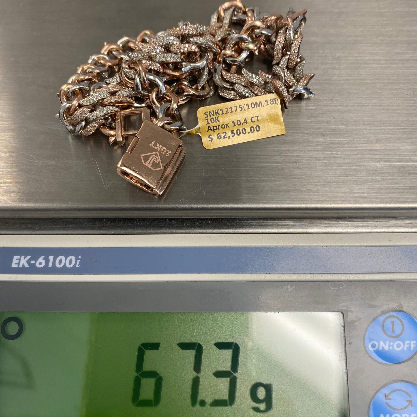 10K 10MM Thorn Cuban Link Diamond Chain 18"