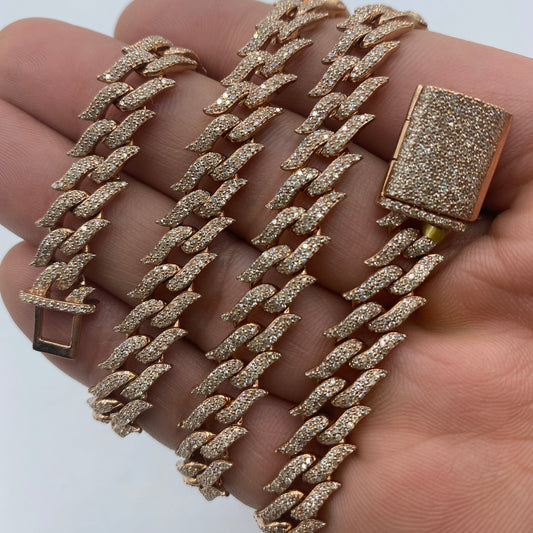 10K 10MM Thorn Cuban Link Diamond Chain 20"