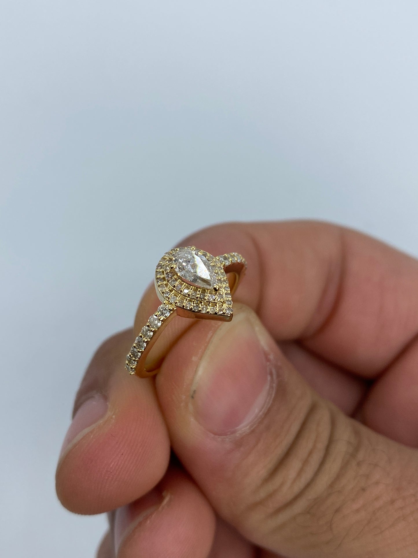 Pear Shape Large Center Stone Engagement Ring