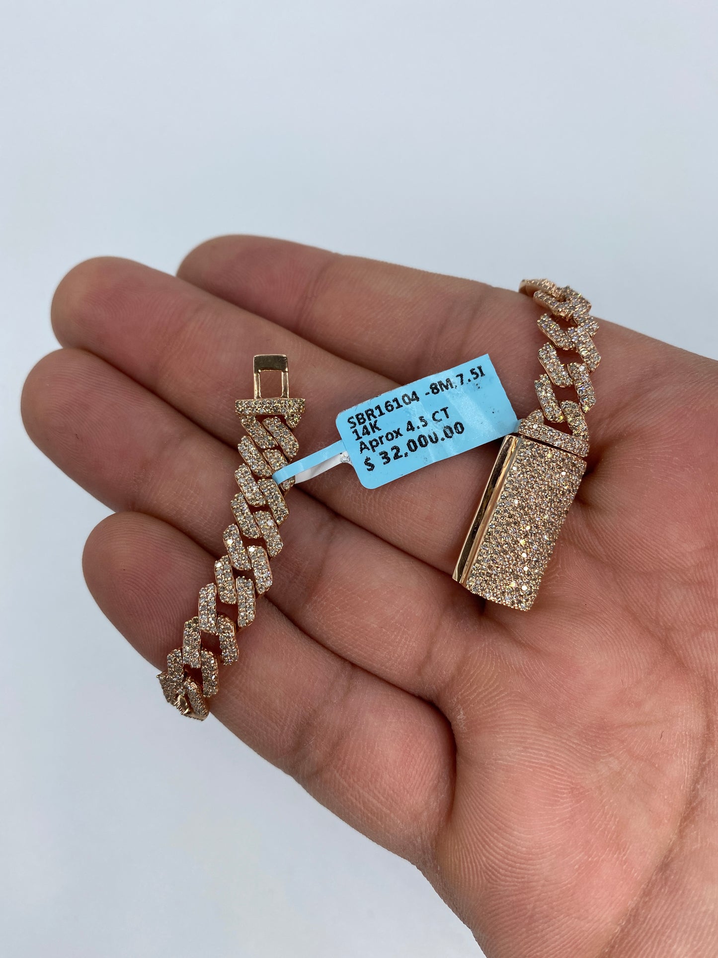 14K Cuban Bracelet 8mm, 7.5in