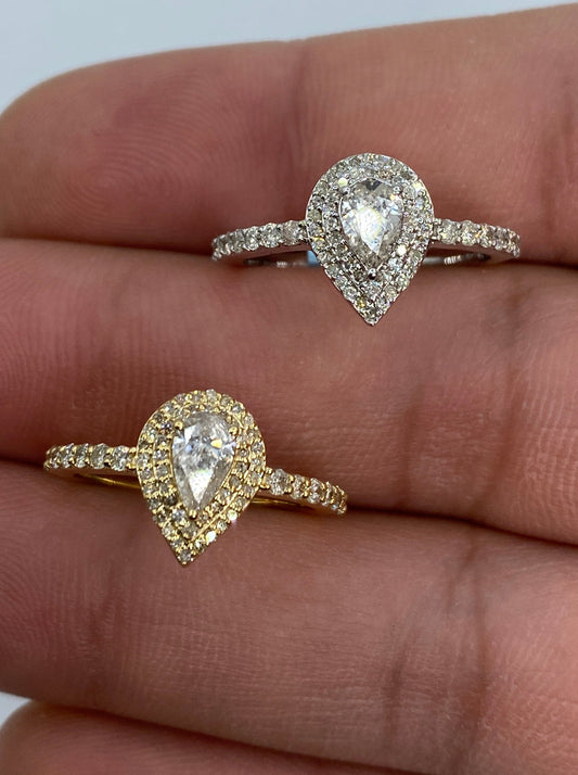 Pear Shape Large Center Stone Engagement Ring